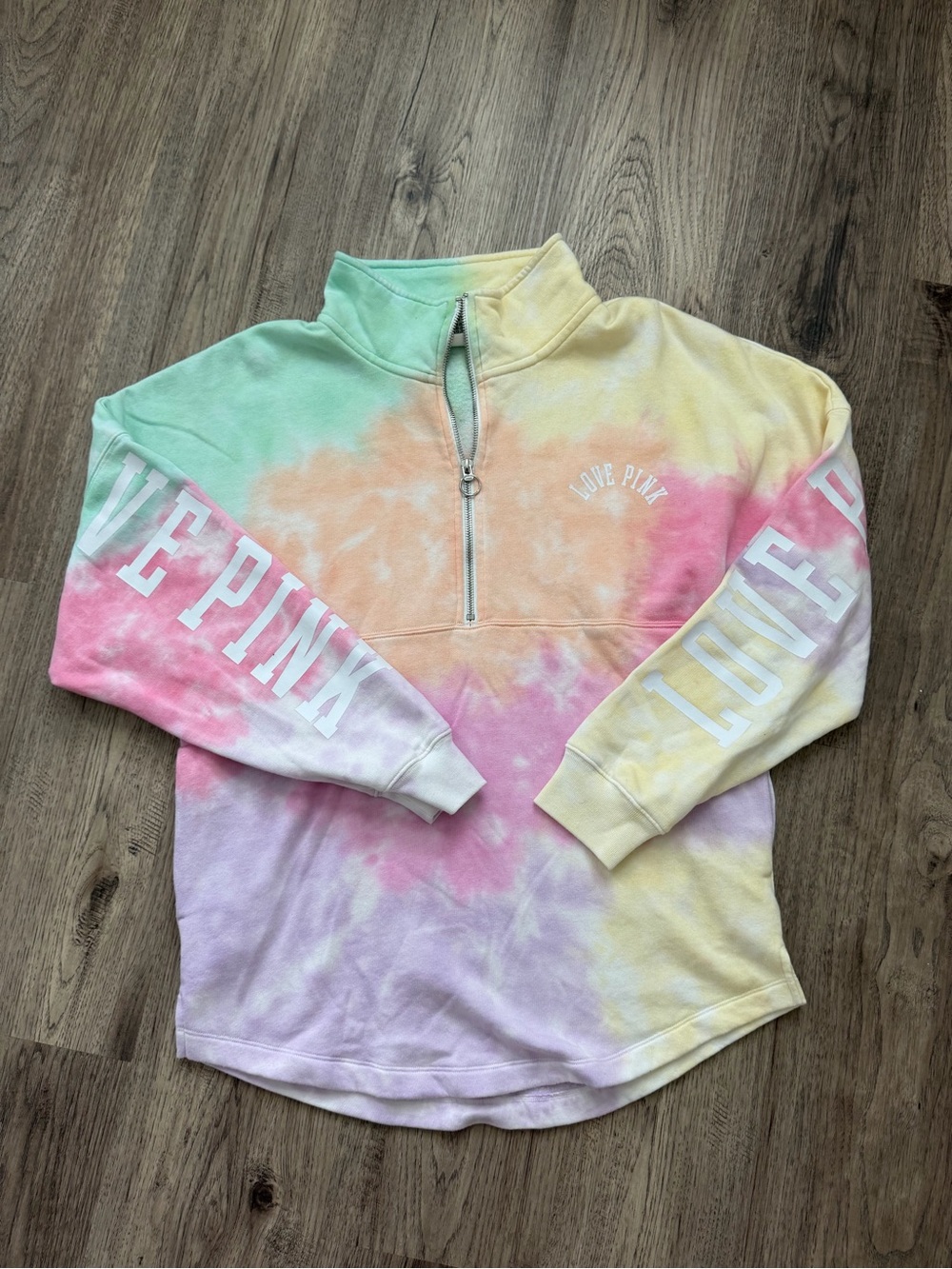 Tie-Dye Half-Zip Pullover Sweatshirt - Pastel Multi